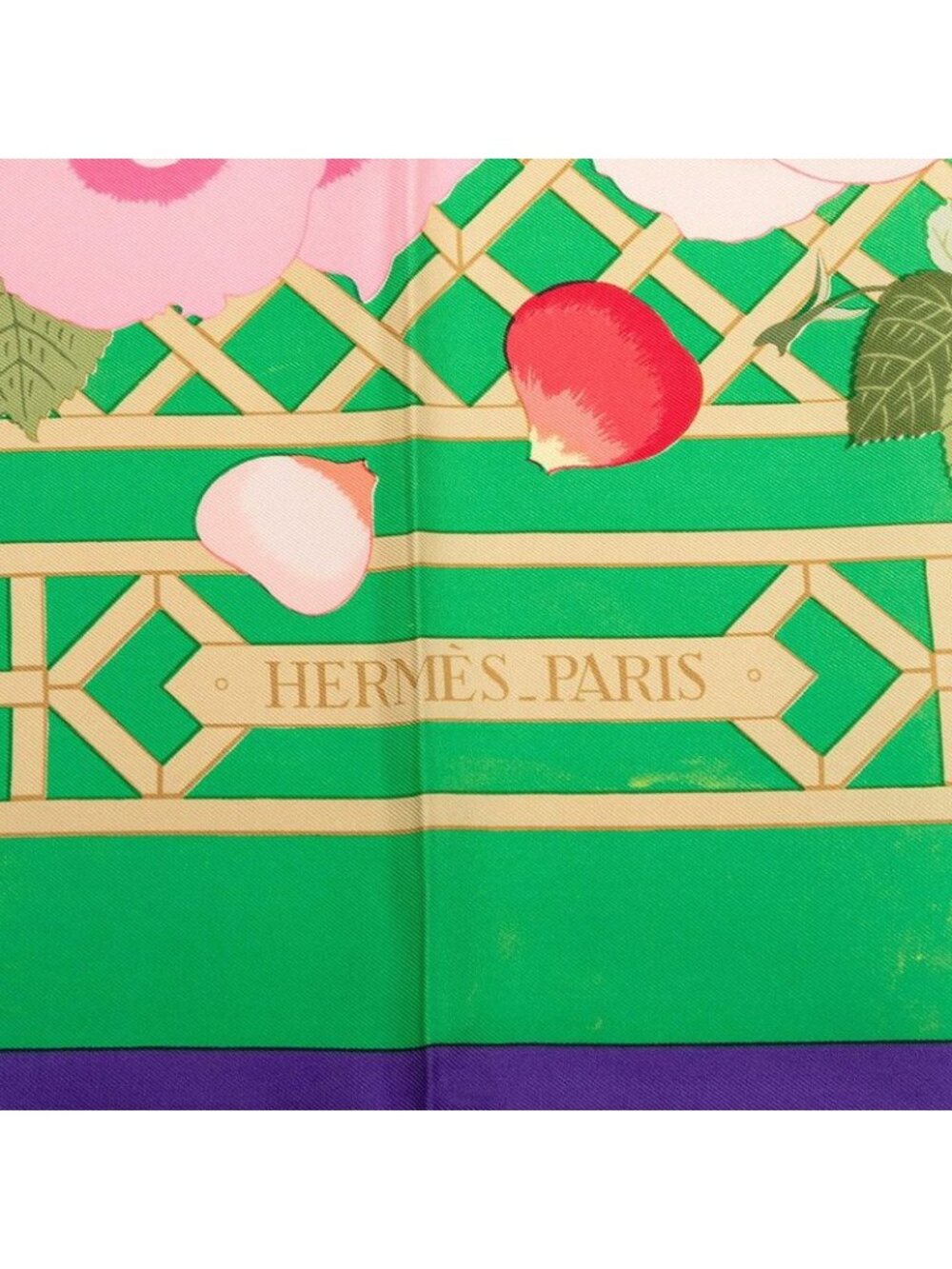 Hermes Carre 90 Roseraie Rose Garden Scarf Green Multicolor Silk - Picture 6 of 10